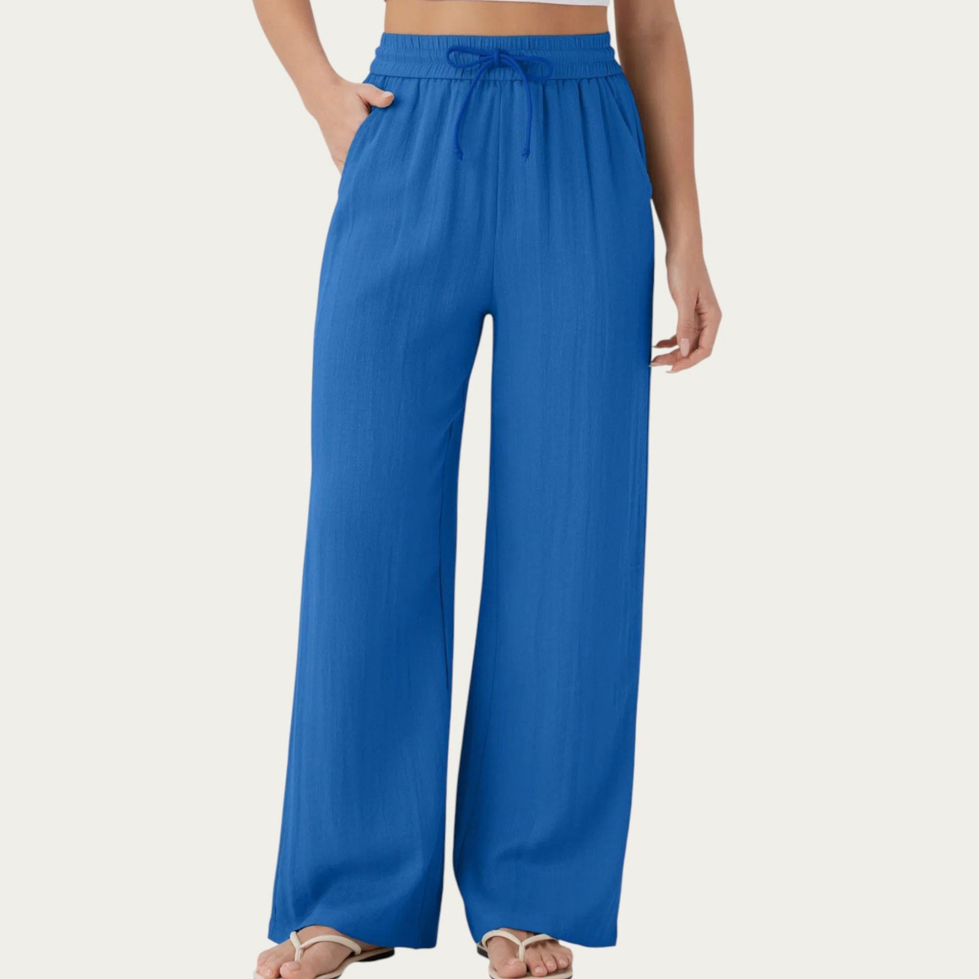 Anna-Kaci Women¡¯s High Waist Drawstring Lounge Pants with Wide Leg Silhouette Soft Relaxed Knit Fabric