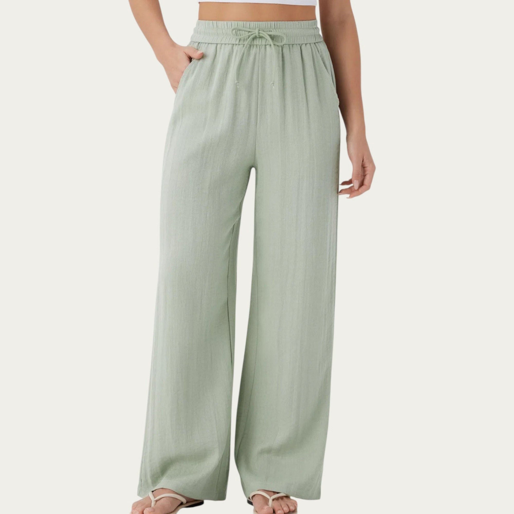 Anna-Kaci Women¡¯s High Waist Drawstring Lounge Pants with Wide Leg Silhouette Soft Relaxed Knit Fabric