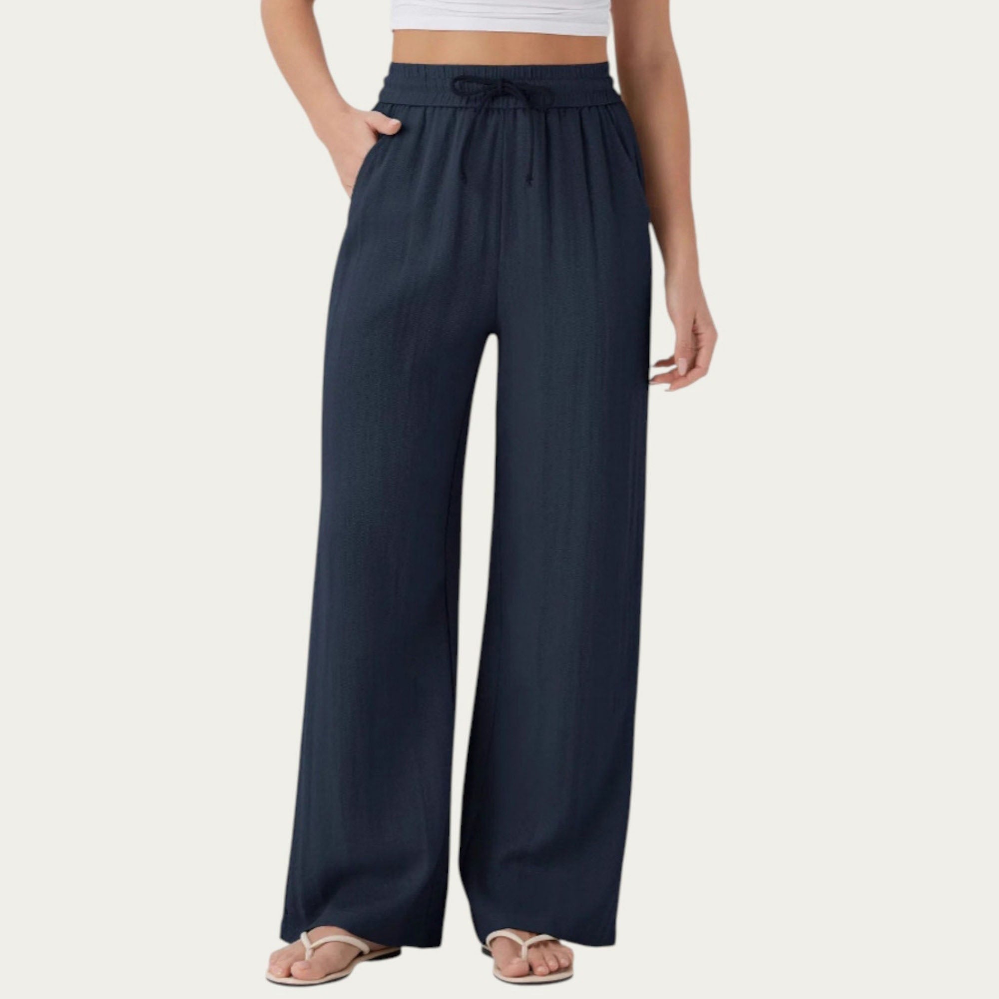 Anna-Kaci Women¡¯s High Waist Drawstring Lounge Pants with Wide Leg Silhouette Soft Relaxed Knit Fabric