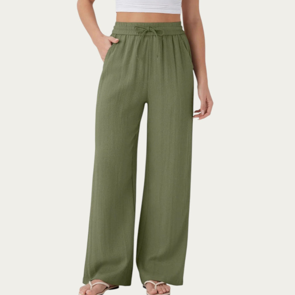 Anna-Kaci Women¡¯s High Waist Drawstring Lounge Pants with Wide Leg Silhouette Soft Relaxed Knit Fabric