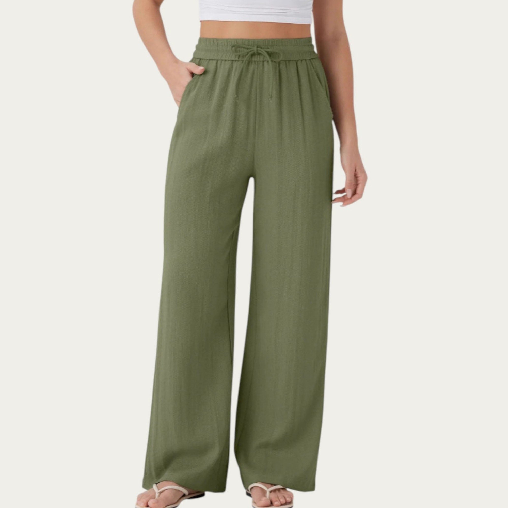 Anna-Kaci Women¡¯s High Waist Drawstring Lounge Pants with Wide Leg Silhouette Soft Relaxed Knit Fabric