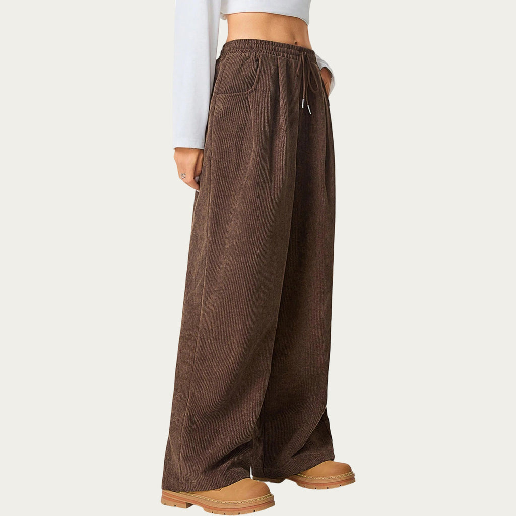 Anna-Kaci Women's High Waist Wide Leg Lounge Pants with Adjustable Drawstring Waist, Soft Textured Knit Fabric, and Relaxed Fit