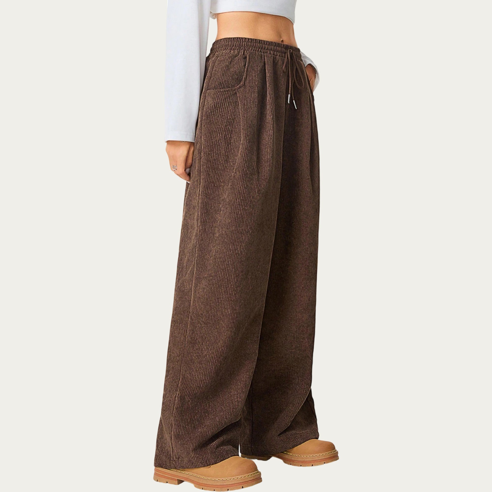 Anna-Kaci Women's High Waist Wide Leg Lounge Pants with Adjustable Drawstring Waist, Soft Textured Knit Fabric, and Relaxed Fit