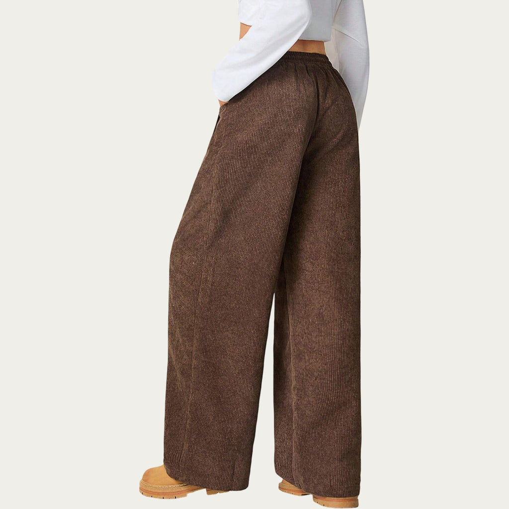 Anna-Kaci Women's High Waist Wide Leg Lounge Pants with Adjustable Drawstring Waist, Soft Textured Knit Fabric, and Relaxed Fit