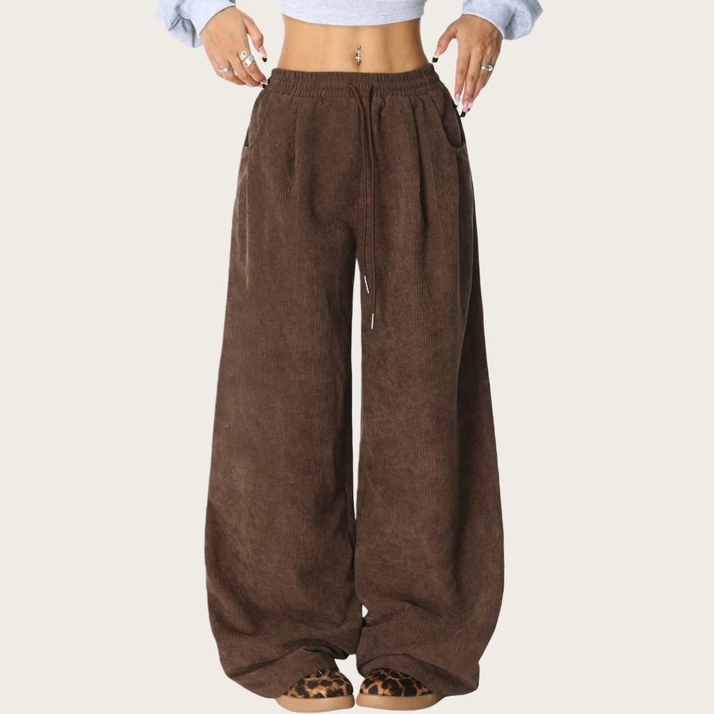 Anna-Kaci Women's High Waist Wide Leg Lounge Pants with Adjustable Drawstring Waist, Soft Textured Knit Fabric, and Relaxed Fit