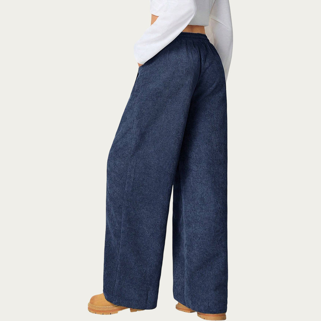 Anna-Kaci Women's High Waist Wide Leg Lounge Pants with Adjustable Drawstring Waist, Soft Textured Knit Fabric, and Relaxed Fit