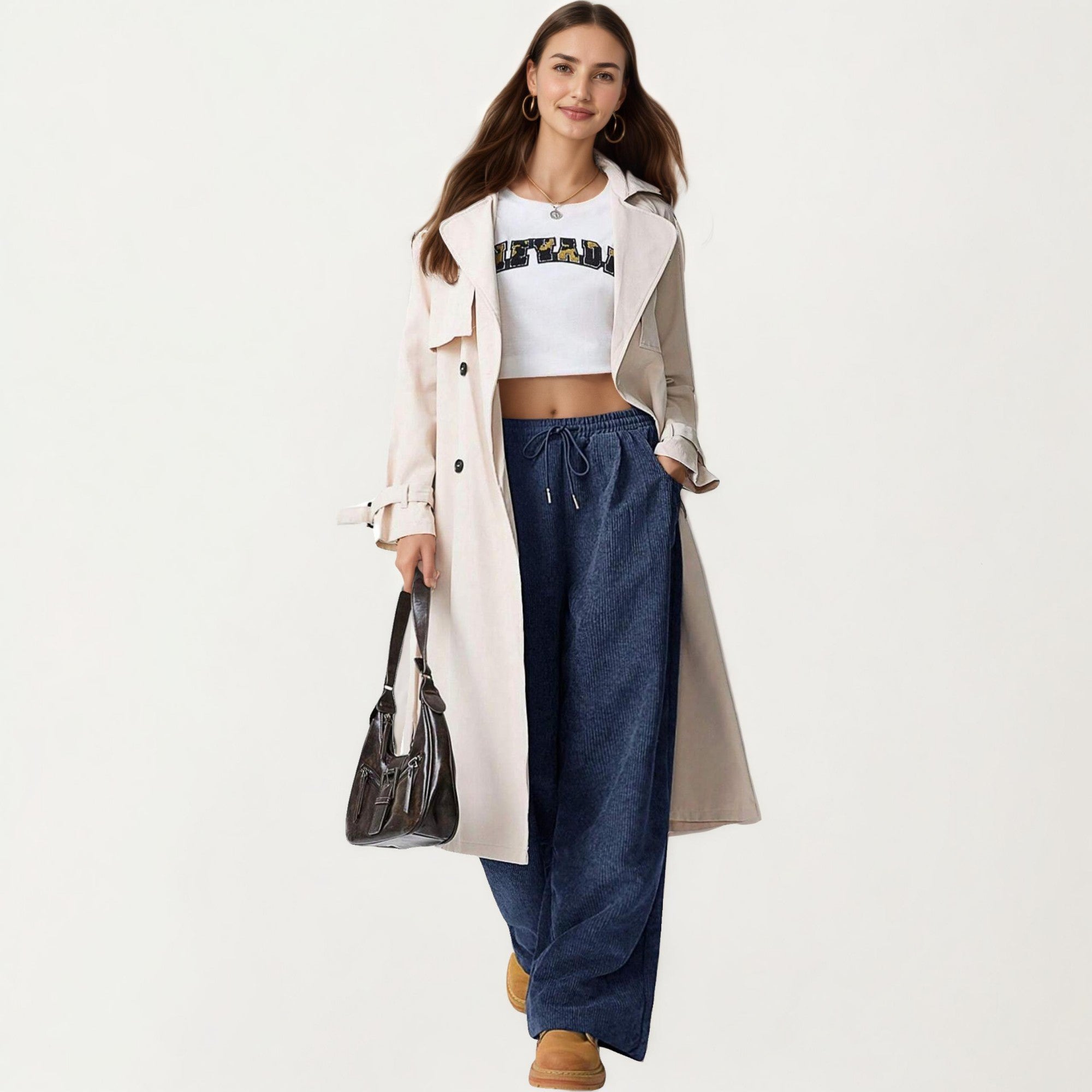Anna-Kaci Women's High Waist Wide Leg Lounge Pants with Adjustable Drawstring Waist, Soft Textured Knit Fabric, and Relaxed Fit
