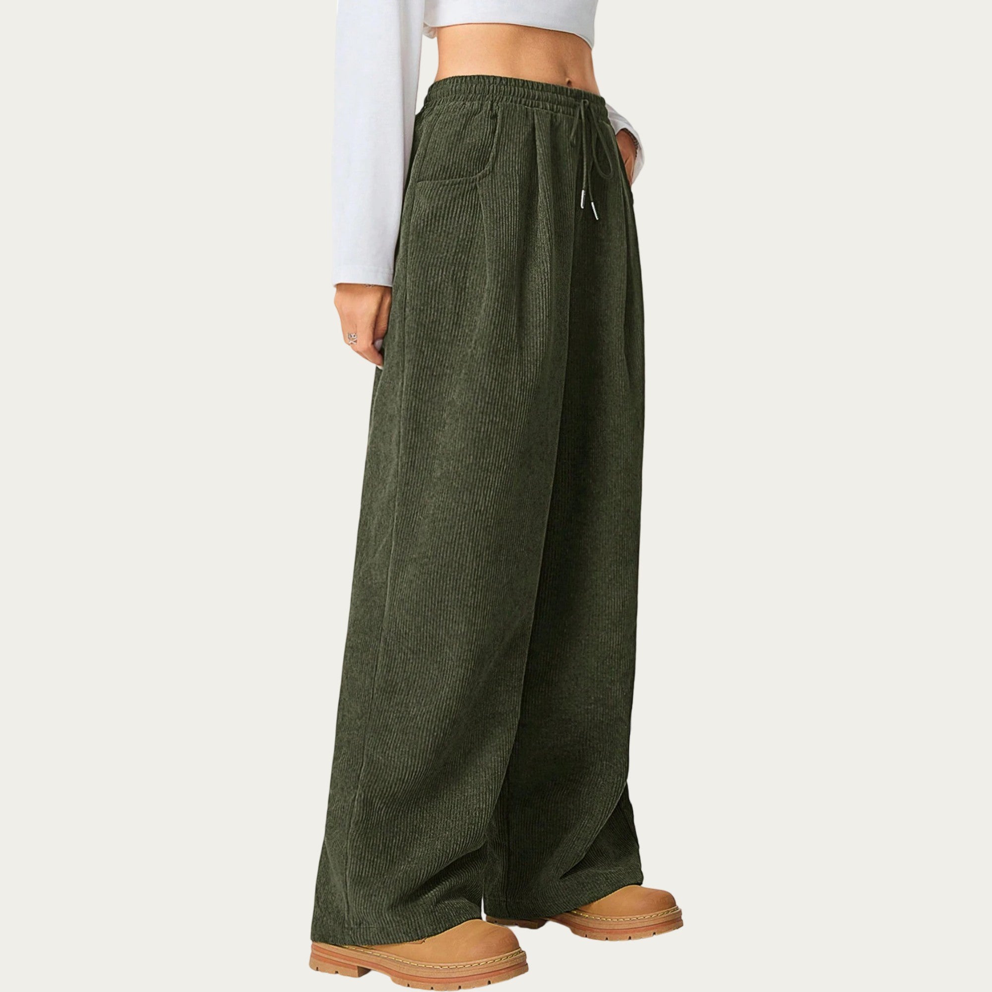Anna-Kaci Women's High Waist Wide Leg Lounge Pants with Adjustable Drawstring Waist, Soft Textured Knit Fabric, and Relaxed Fit