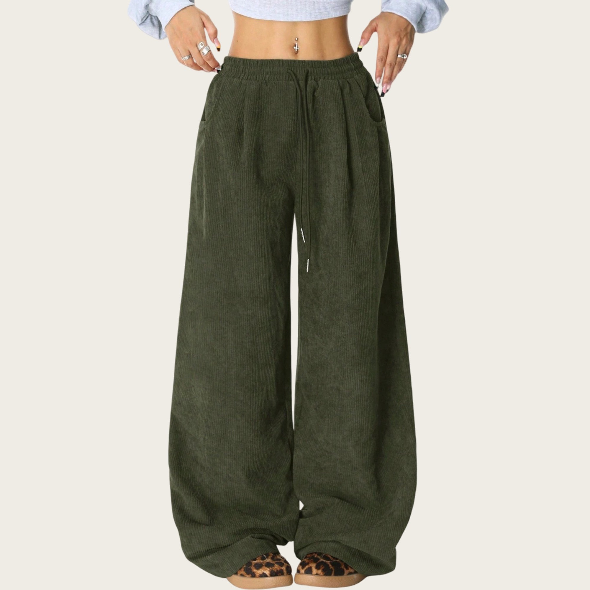 Anna-Kaci Women's High Waist Wide Leg Lounge Pants with Adjustable Drawstring Waist, Soft Textured Knit Fabric, and Relaxed Fit