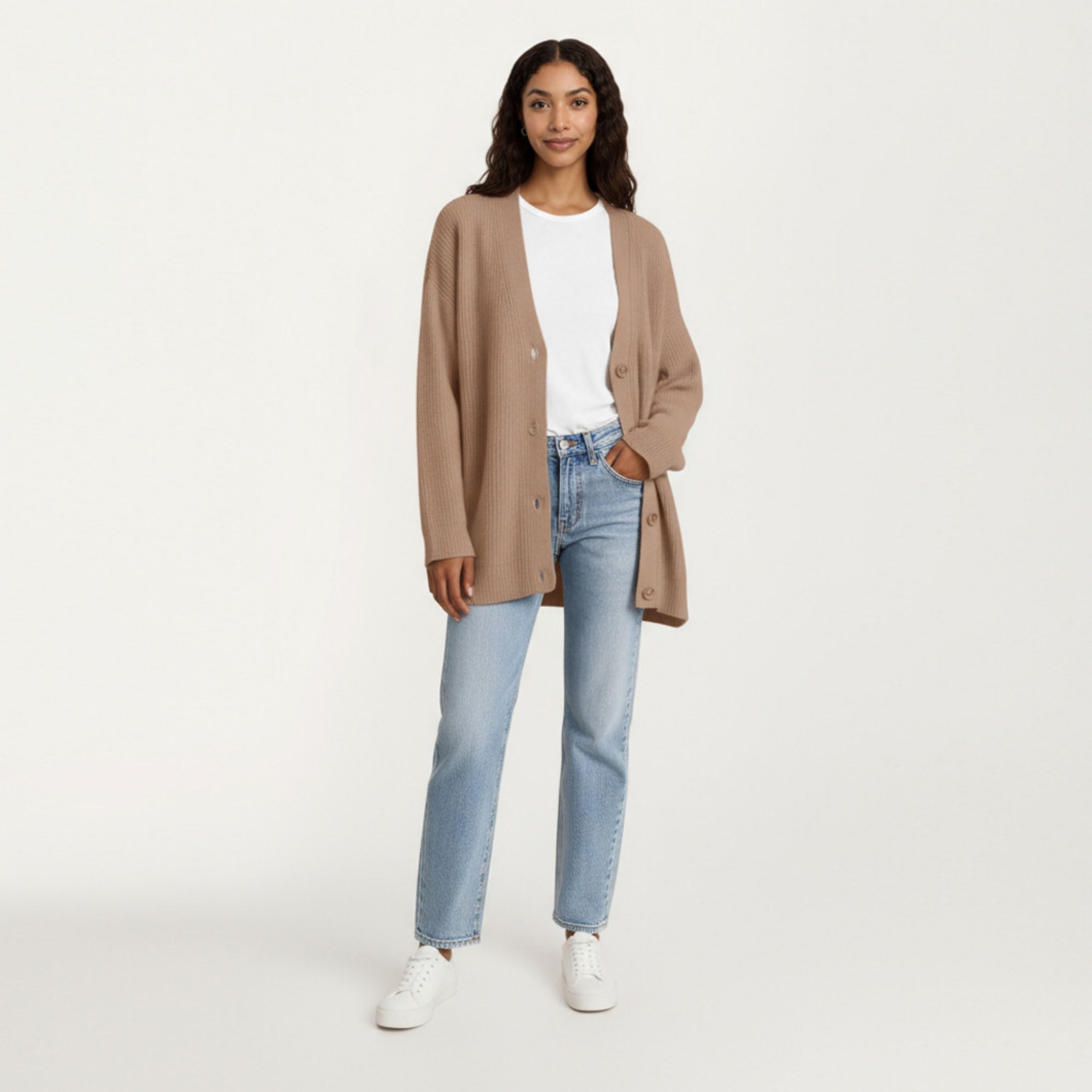 Anna-Kaci Women¡¯s Oversized Rib Knit Button Front Cardigan with Relaxed Drop-Shoulder Silhouette and Soft Textured Feel