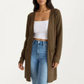 Anna-Kaci Women's Open Front Long Sleeve Knit Cardigan with Patch Pockets, Soft Stretch Fabric, and Relaxed Fit