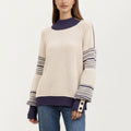 Anna-Kaci Women¡¯s Patterned Knit Pullover Top with Textured Waffle Stitch Body, Contrast Ribbed Mock Neck, and Decorative Sleeve Detailing