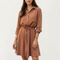 Anna-Kaci Women¡¯s Button Front Shirt Dress with Adjustable Sleeves Soft Drawstring Waist and Relaxed Flowing Silhouette