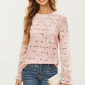 Anna-Kaci Women¡¯s Floral Lace Long Sleeve Top with Intricate Openwork Pattern Soft Textured Fabric and Ruffled Cuff Detailing