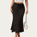 Anna-Kaci Women¡¯s Textured Knit Midi Skirt with Soft Stretch Fabric High Waist Silhouette and Flowing Hemline for Smooth Comfortable Movement