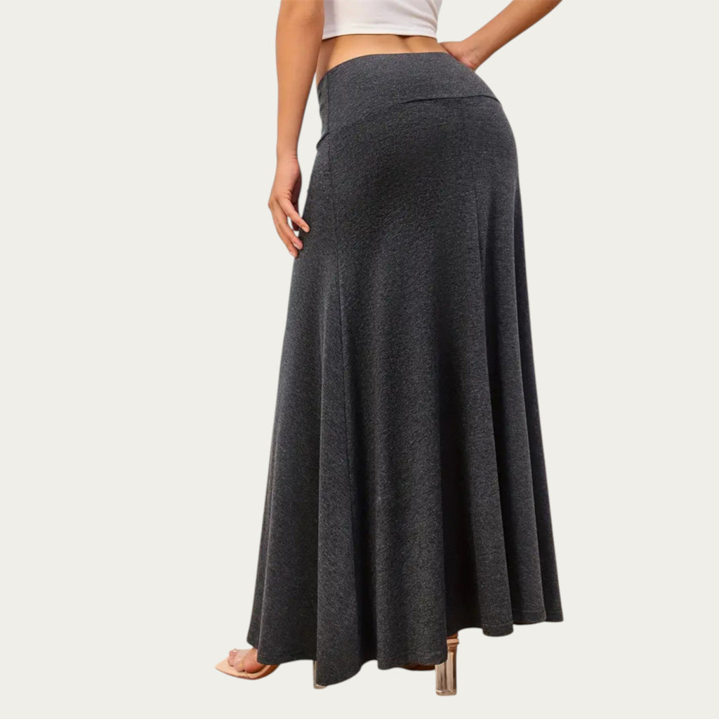Anna-Kaci Women¡¯s Soft Stretch Maxi Skirt with Foldover Waistband and Flowing Relaxed Silhouette Designed for Smooth Comfortable Movement