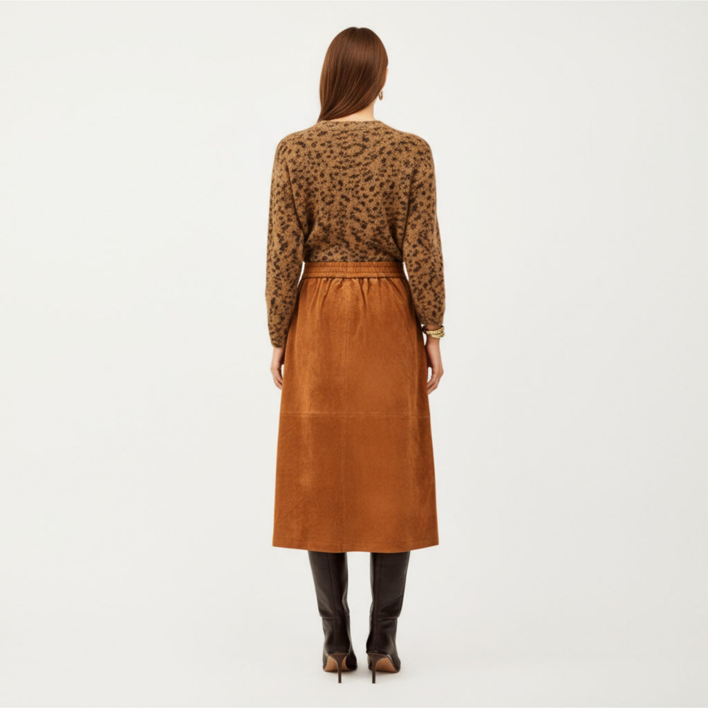 Anna-Kaci Women¡¯s Button Front Midi Skirt with Soft Corduroy Texture, Structured Patch Pockets and Flattering A-Line Shape for Easy Movement