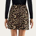 Anna-Kaci Women¡¯s Leopard Print Mini Skirt with Smooth Textured Fabric, Clean Fitted Waistline and Sleek Straight Silhouette Design
