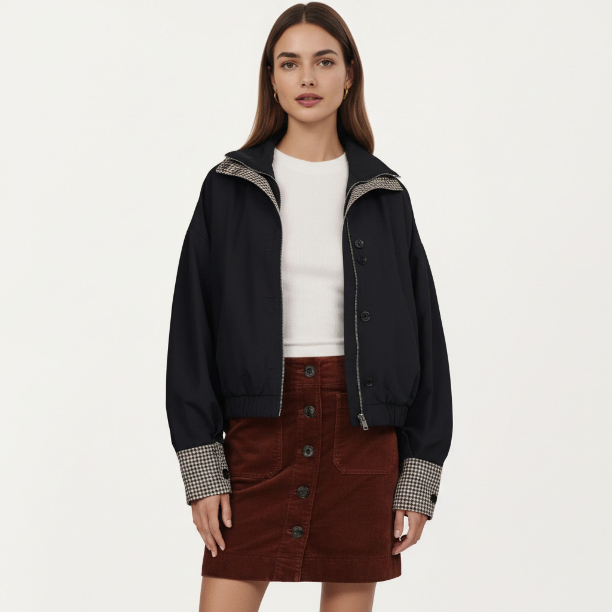 Anna-Kaci Women¡¯s Button Front Corduroy Mini Skirt with Structured Patch Pockets and Clean Straight Hem for a Modern Textured Look