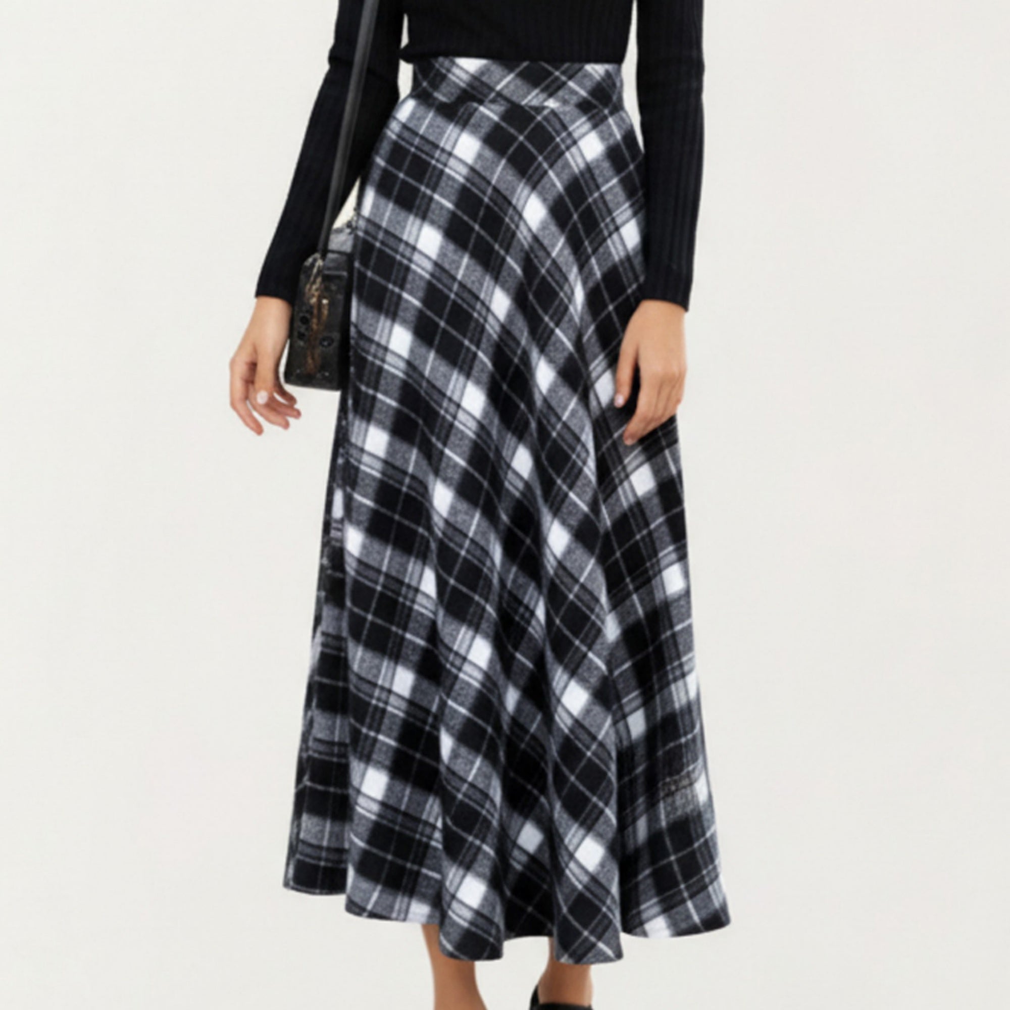 Anna-Kaci Women¡¯s Plaid Maxi Skirt with Soft Flowing Drape, Flattering A-Line Silhouette, and Comfortable Stretch Waistband Detail