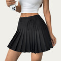 Anna-Kaci Women¡¯s Pleated Mini Skirt with Structured Waistband Adjustable Tie Detail and Crisp Folded Panels for a Clean Flared Silhouette