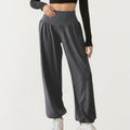 Anna-Kaci Women¡¯s High Waist Wide Leg Lounge Pants with Soft Stretch Fabric Flowing Relaxed Silhouette and Gathered Waistline Detail