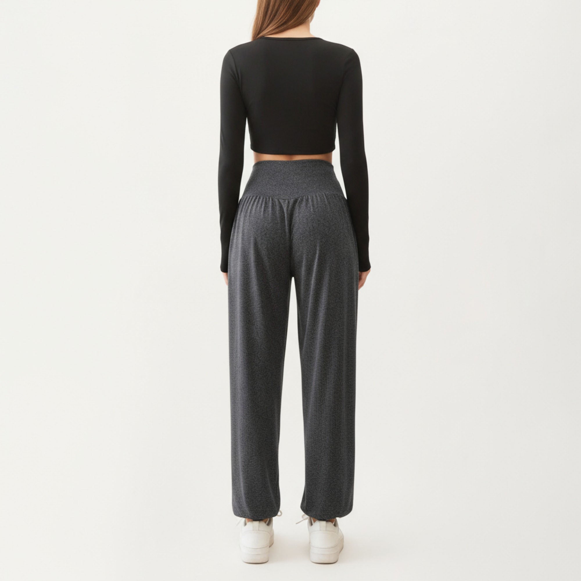Anna-Kaci Women¡¯s High Waist Wide Leg Lounge Pants with Soft Stretch Fabric Flowing Relaxed Silhouette and Gathered Waistline Detail