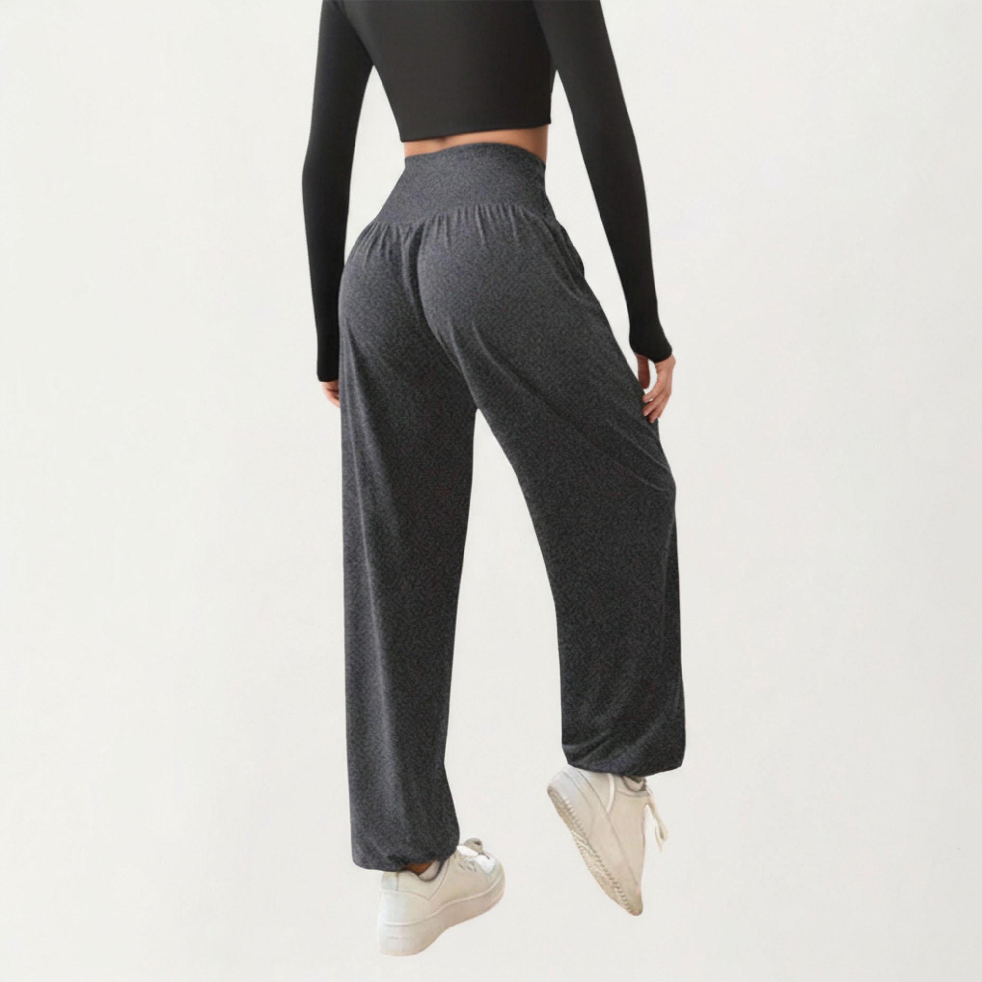 Anna-Kaci Women¡¯s High Waist Wide Leg Lounge Pants with Soft Stretch Fabric Flowing Relaxed Silhouette and Gathered Waistline Detail
