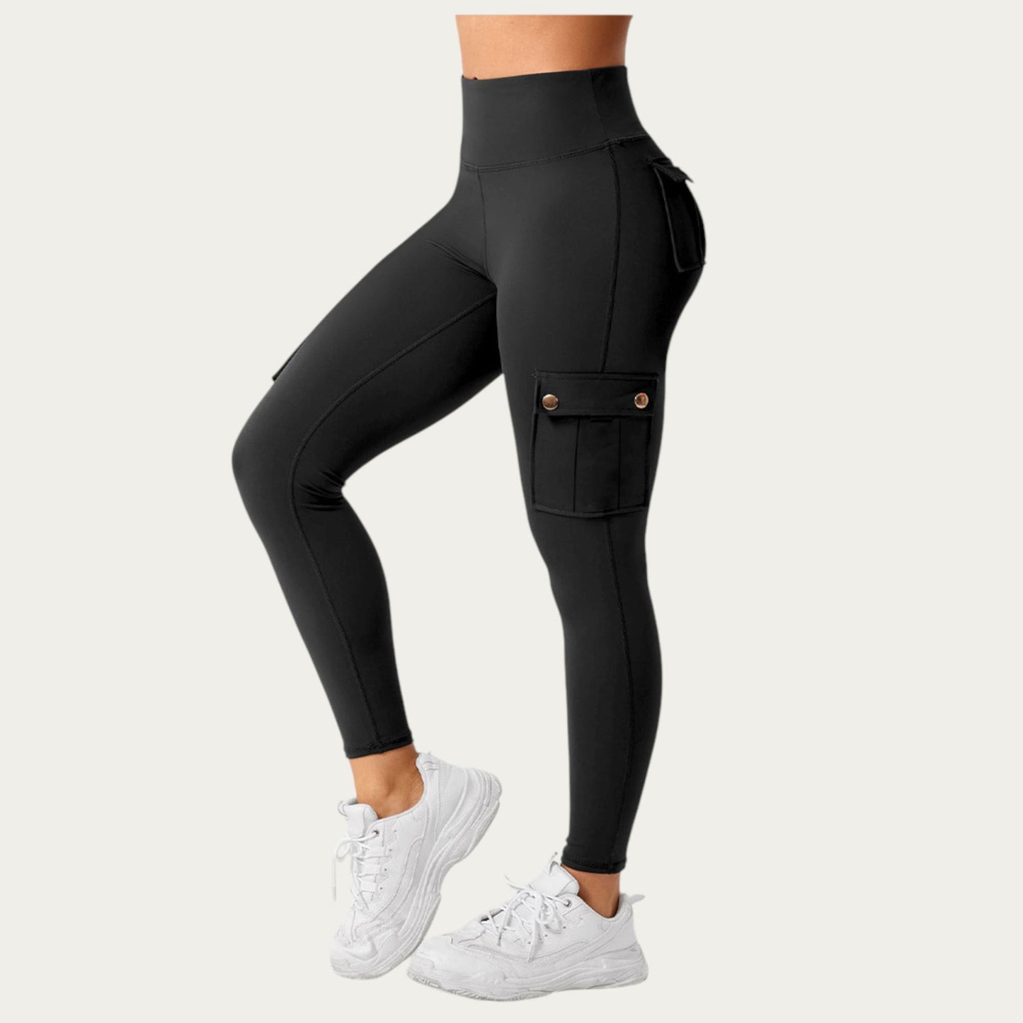 Anna-Kaci Active Women¡¯s Cargo Pocket Leggings with Smooth Stretch Fabric Supportive Waistband and Sleek Form-Fitting Silhouette