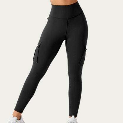 Anna-Kaci Active Women¡¯s Cargo Pocket Leggings with Smooth Stretch Fabric Supportive Waistband and Sleek Form-Fitting Silhouette