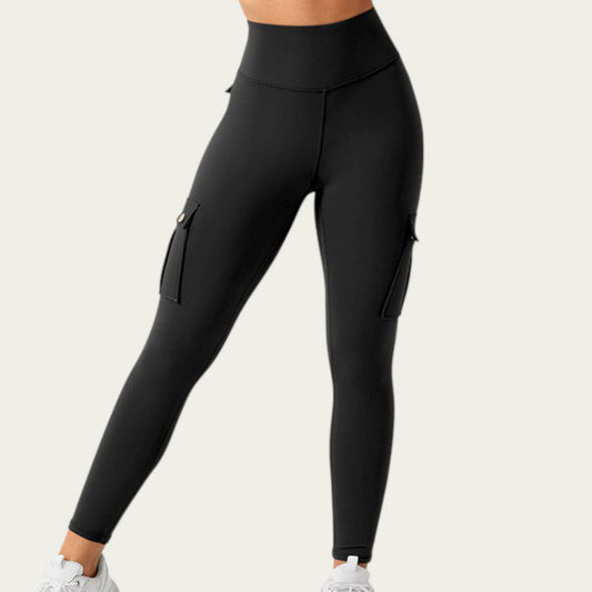 Anna-Kaci Active Women¡¯s Cargo Pocket Leggings with Smooth Stretch Fabric Supportive Waistband and Sleek Form-Fitting Silhouette