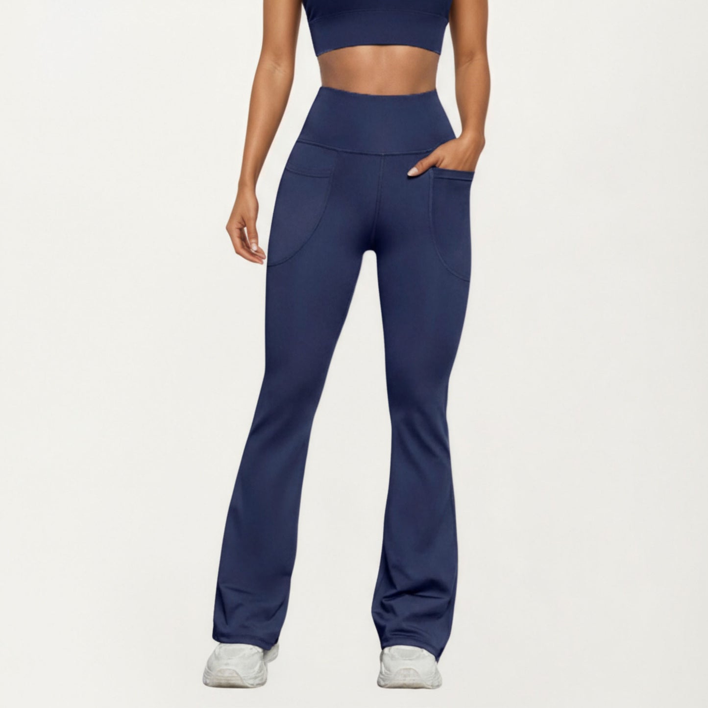Anna-Kaci Active Women¡¯s Flare Athletic Pants with Wide Supportive Waistband Functional Patch Pockets and Stretch Performance Fabric