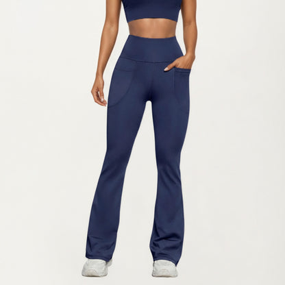 Anna-Kaci Active Women¡¯s Flare Athletic Pants with Wide Supportive Waistband Functional Patch Pockets and Stretch Performance Fabric