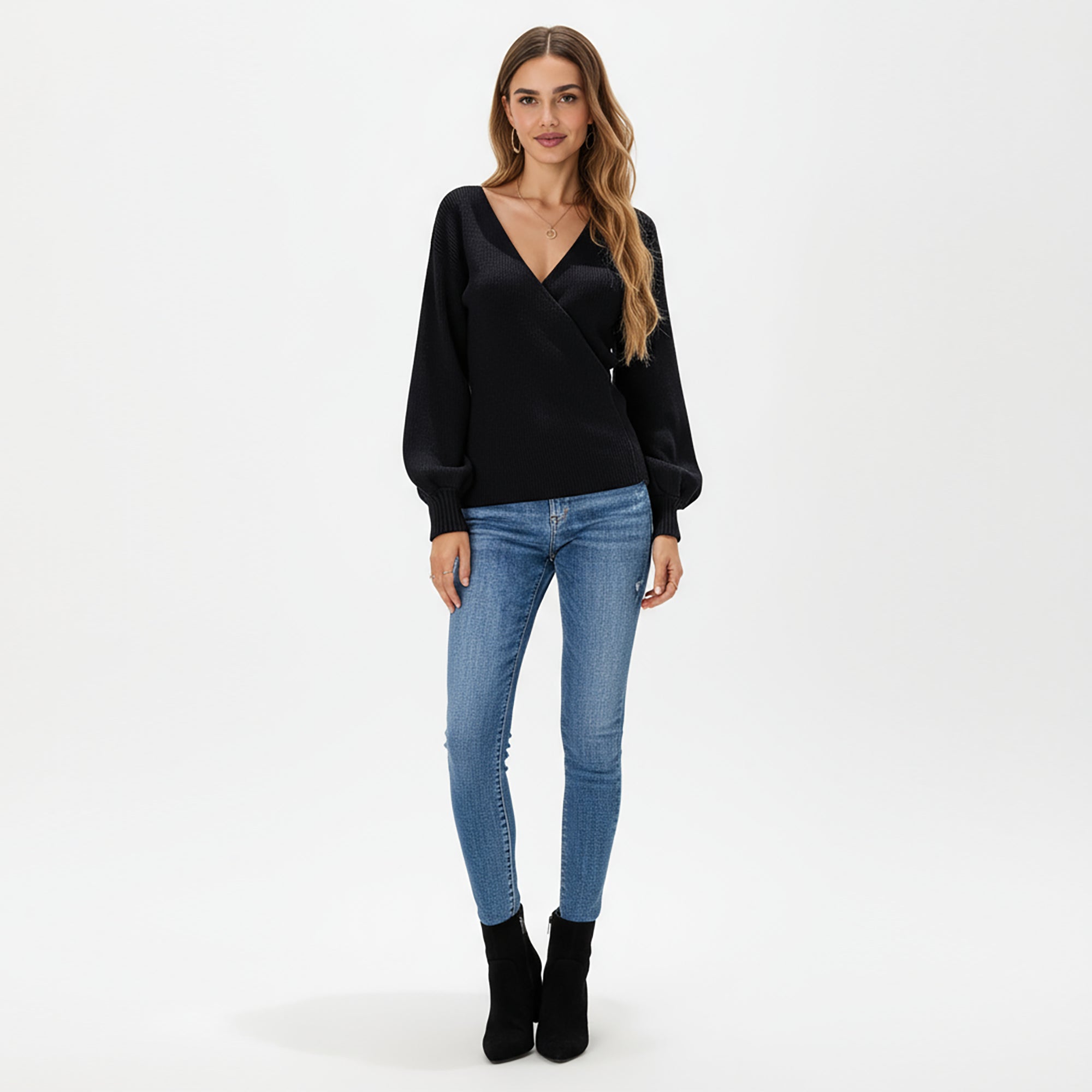 Anna-Kaci Women¡¯s Ribbed Knit Wrap Front Top with Soft Textured Fabric, Long Sleeves and a Flattering V-Neckline for a Smooth Streamlined Look
