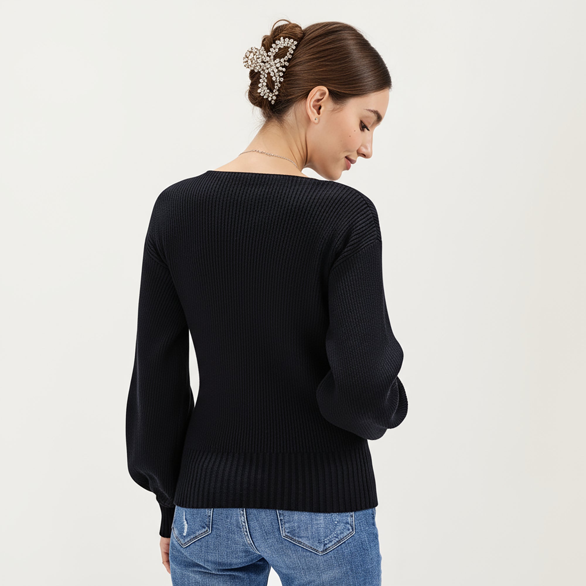 Anna-Kaci Women¡¯s Ribbed Knit Wrap Front Top with Soft Textured Fabric, Long Sleeves and a Flattering V-Neckline for a Smooth Streamlined Look