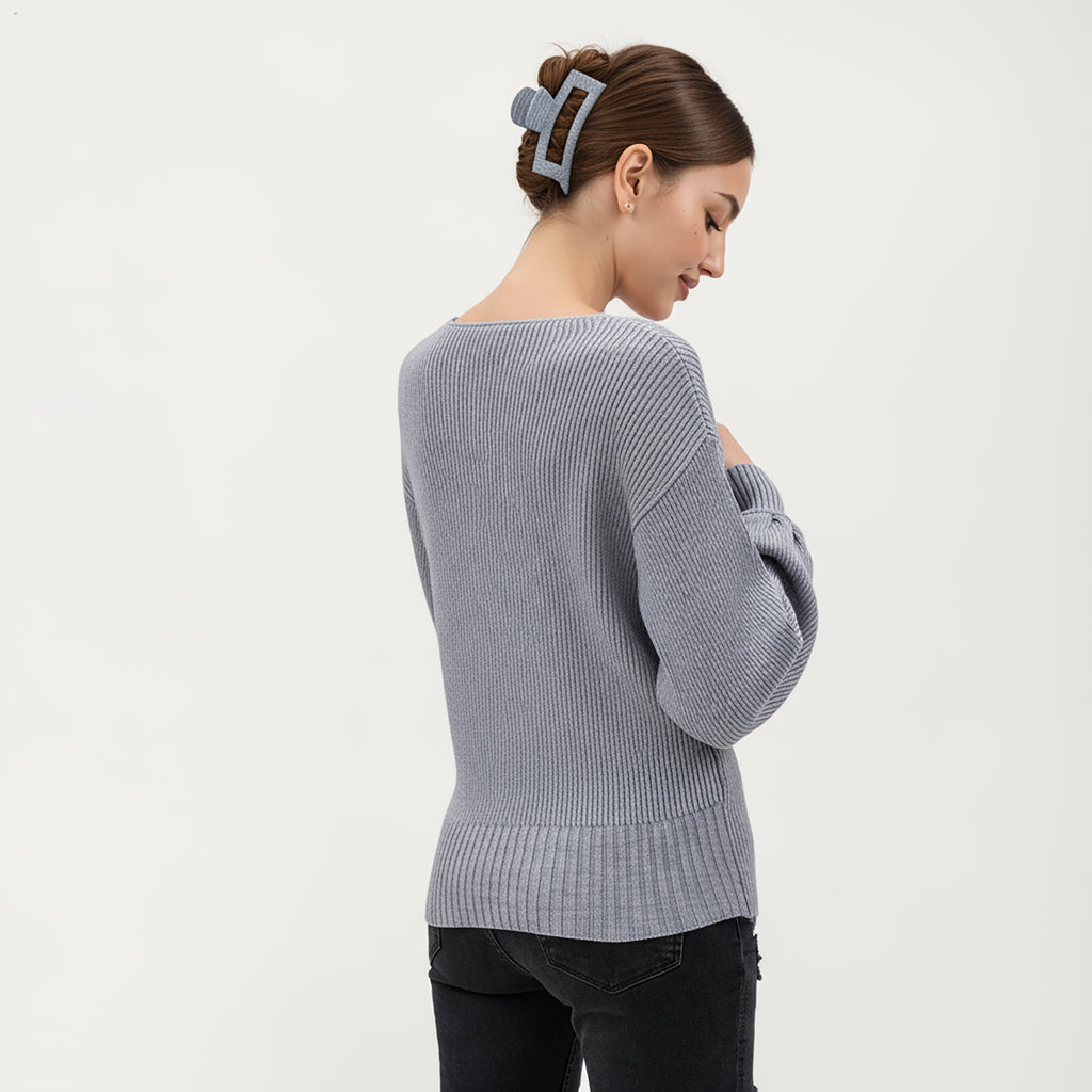 Anna-Kaci Women¡¯s Ribbed Knit Wrap Front Top with Soft Textured Fabric, Long Sleeves and a Flattering V-Neckline for a Smooth Streamlined Look