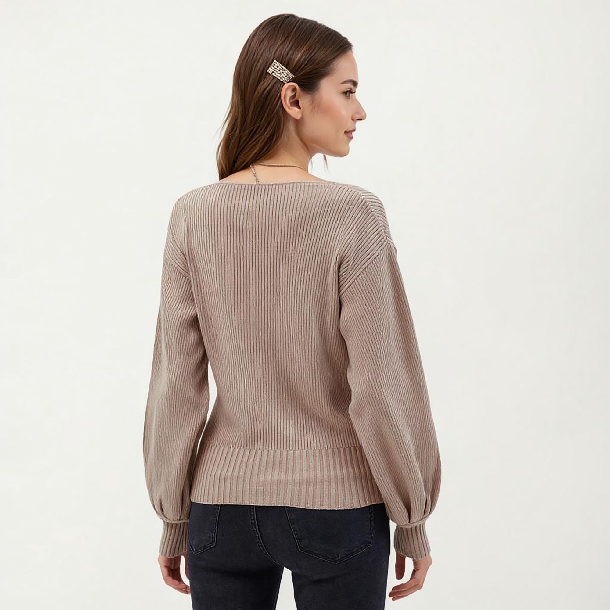 Anna-Kaci Women¡¯s Ribbed Knit Wrap Front Top with Soft Textured Fabric, Long Sleeves and a Flattering V-Neckline for a Smooth Streamlined Look