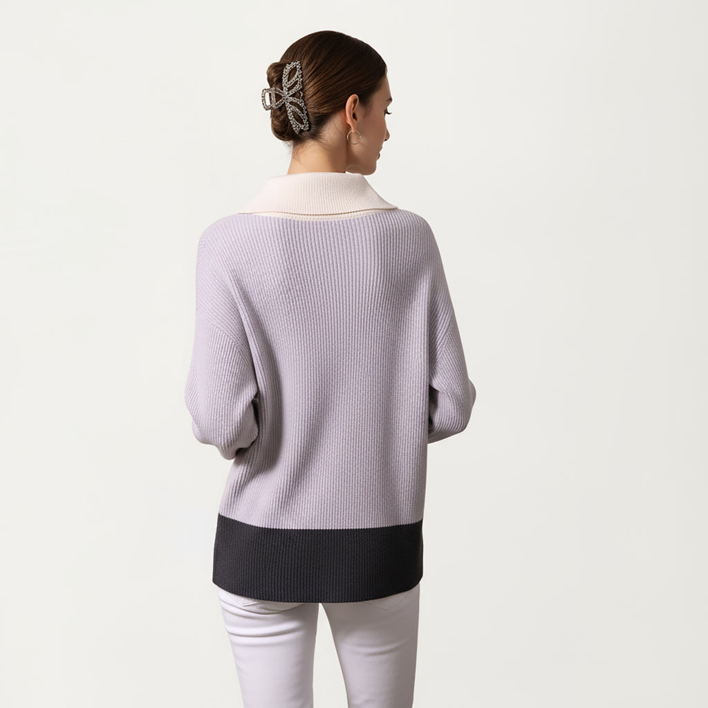 Anna-Kaci Women¡¯s Ribbed Knit Half Zip Top with Soft Textured Fabric, Wide Foldover Collar and Long Sleeves for a Smooth Relaxed Silhouette