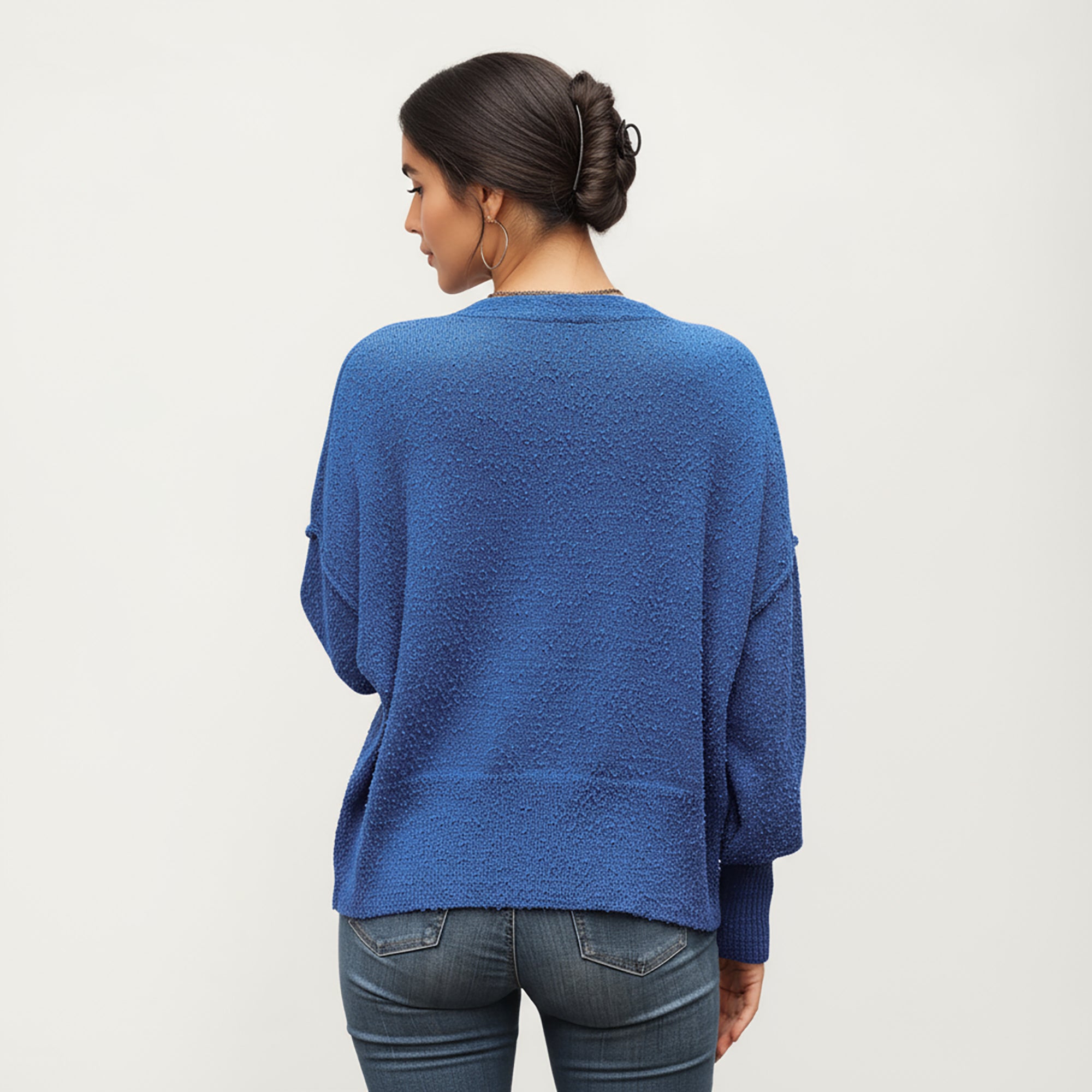 Anna-Kaci Women¡¯s Textured Knit Button Front Top with Soft Cozy Fabric, Relaxed Drop Shoulder Silhouette and Ribbed Edges for Added Structure