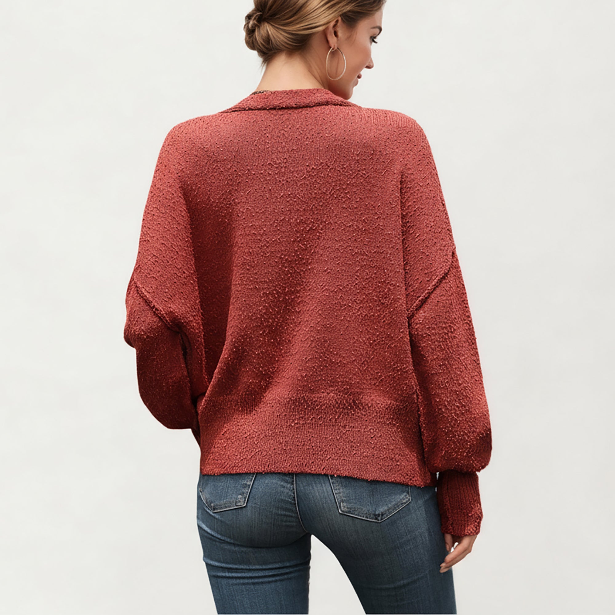 Anna-Kaci Women¡¯s Textured Knit Button Front Top with Soft Cozy Fabric, Relaxed Drop Shoulder Silhouette and Ribbed Edges for Added Structure
