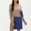 Anna-Kaci Women¡¯s Colorblock Knit Sweater Dress with Long Sleeves, Soft Ribbed Edges and Relaxed Straight Silhouette for Effortless Comfort