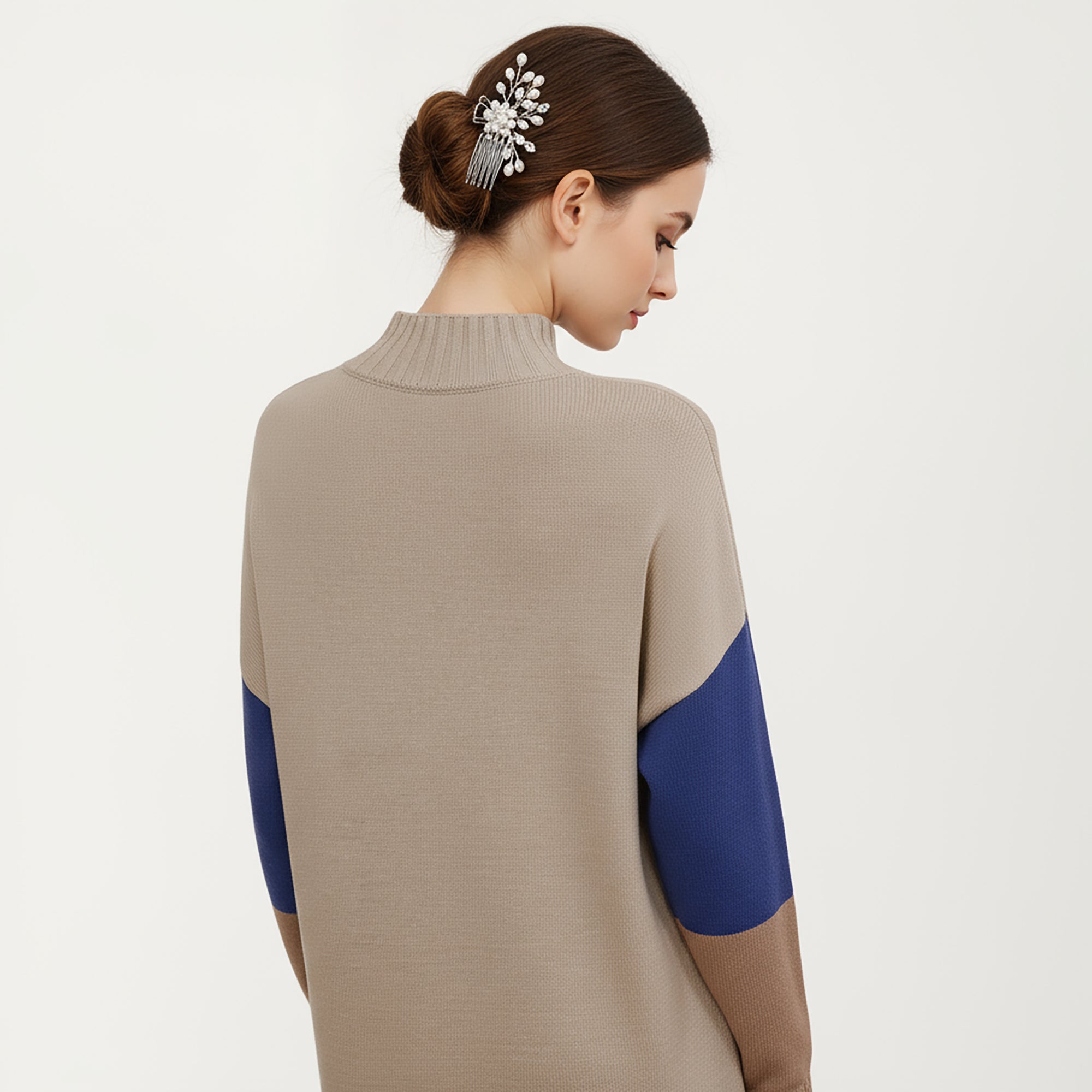 Anna-Kaci Women¡¯s Colorblock Knit Sweater Dress with Long Sleeves, Soft Ribbed Edges and Relaxed Straight Silhouette for Effortless Comfort
