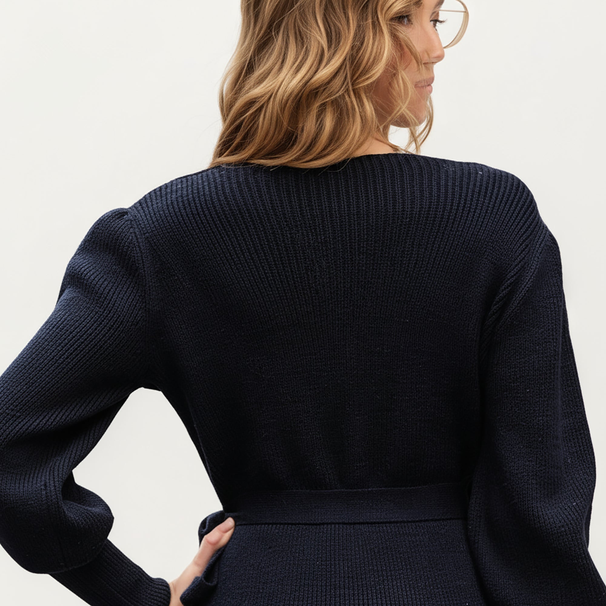 Anna-Kaci Women¡¯s Knit Wrap Top with Long Sleeves, Soft Textured Ribbed Fabric and Side Tie Detail Creating a Flattering Feminine Silhouette