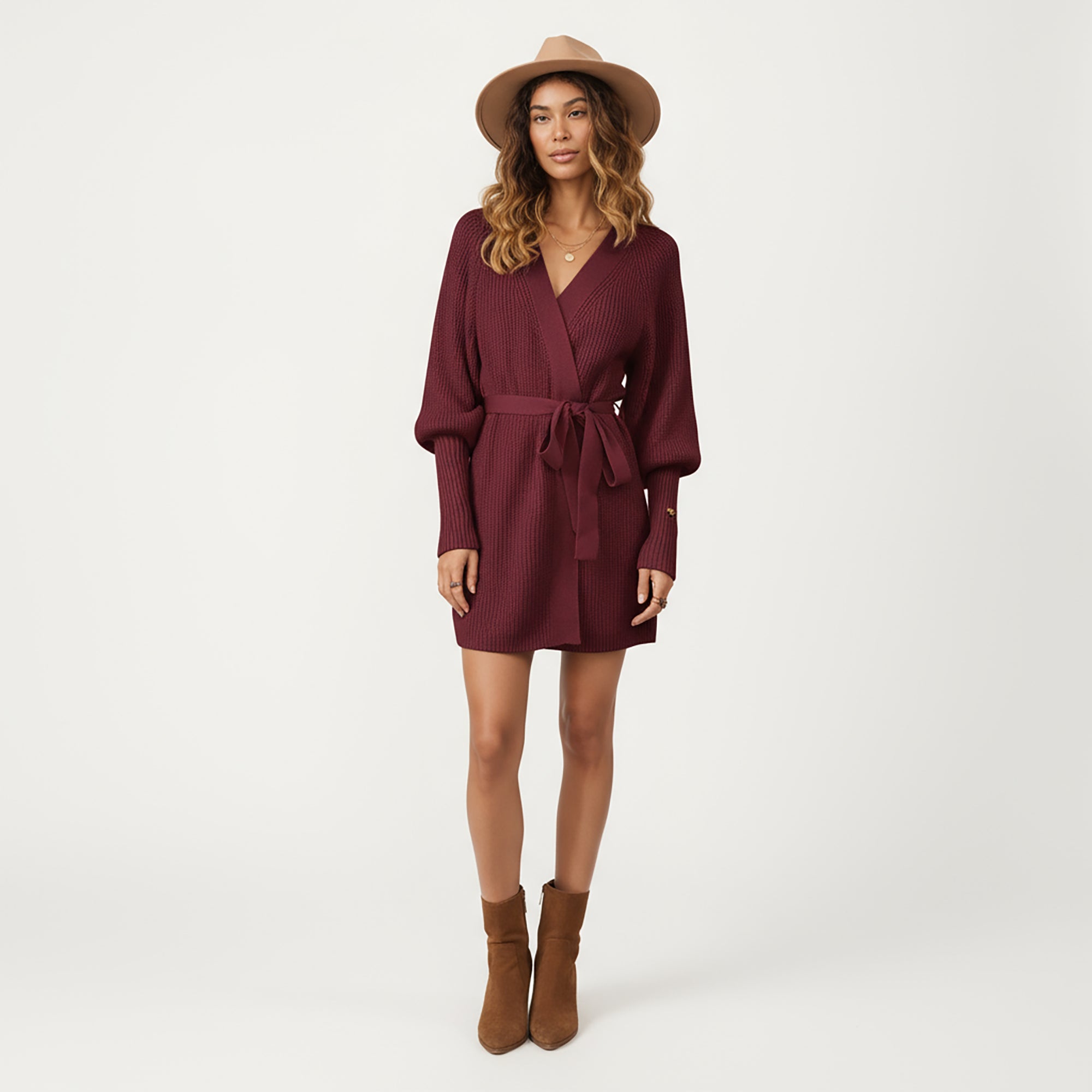 Anna-Kaci Women¡¯s Knit Wrap Top with Long Sleeves, Soft Textured Ribbed Fabric and Adjustable Waist Tie for a Flattering Wrapped Silhouette