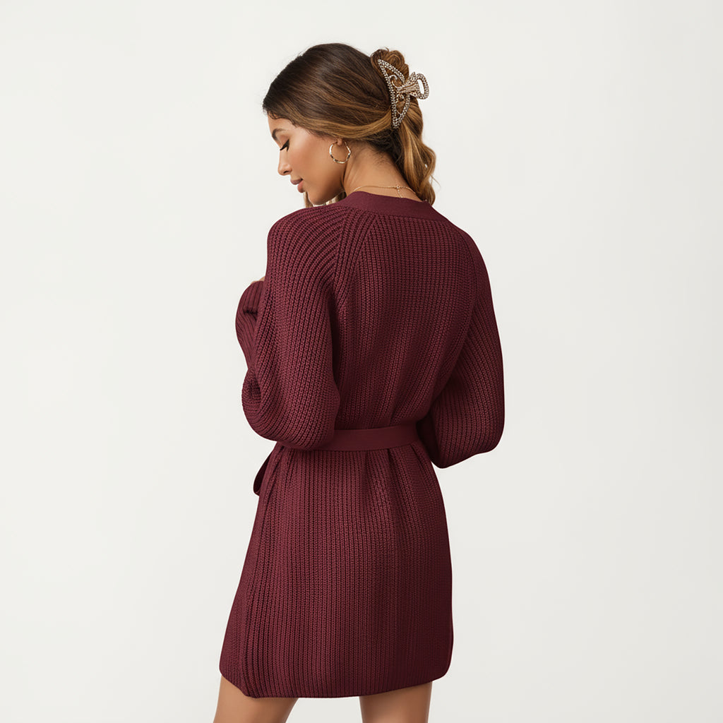 Anna-Kaci Women¡¯s Knit Wrap Top with Long Sleeves, Soft Textured Ribbed Fabric and Adjustable Waist Tie for a Flattering Wrapped Silhouette