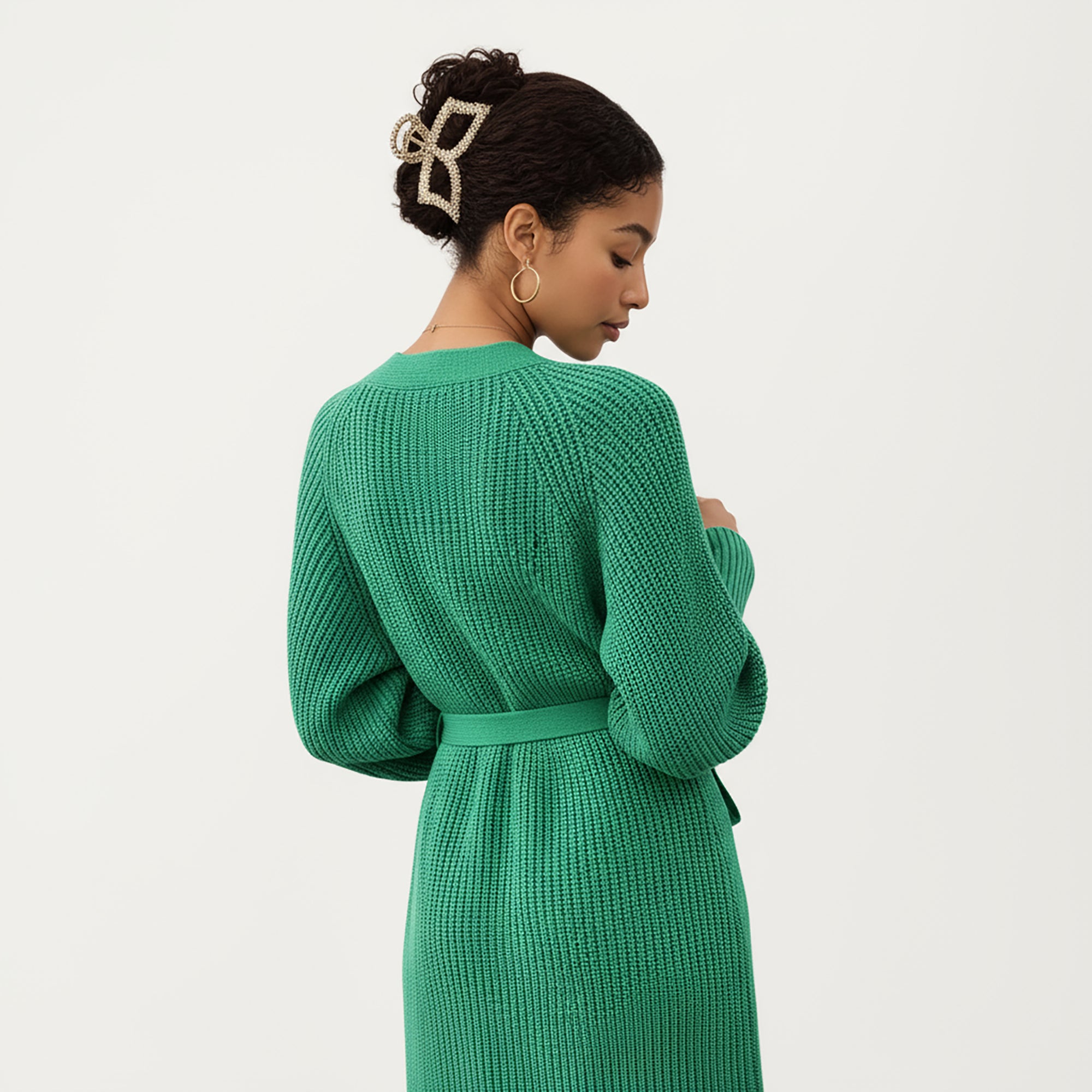 Anna-Kaci Women¡¯s Knit Wrap Top with Long Sleeves, Soft Textured Ribbed Fabric and Adjustable Waist Tie for a Flattering Wrapped Silhouette