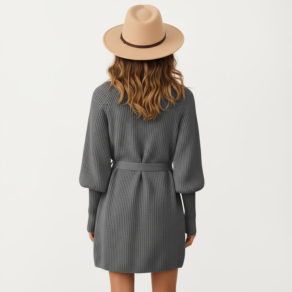 Anna-Kaci Women¡¯s Knit Wrap Top with Long Sleeves, Soft Textured Ribbed Fabric and Adjustable Waist Tie for a Flattering Wrapped Silhouette