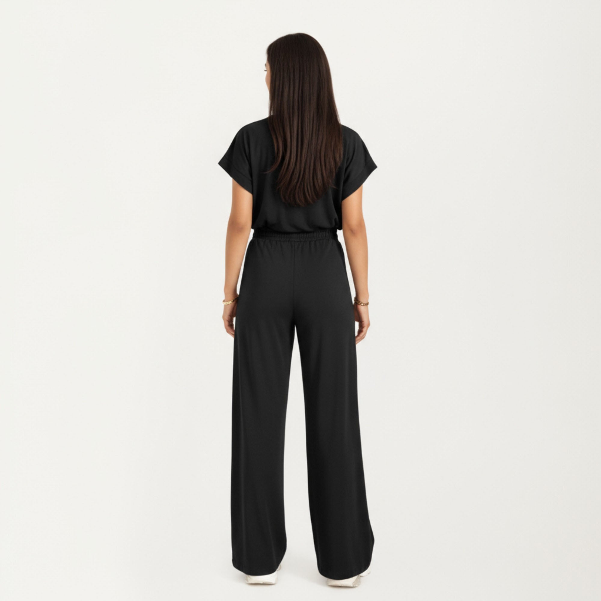Anna-Kaci Women¡¯s 2-Piece Set Short Sleeve Relaxed Fit Top and Wide Leg Pants with Soft Stretch Fabric and Drawstring Waist