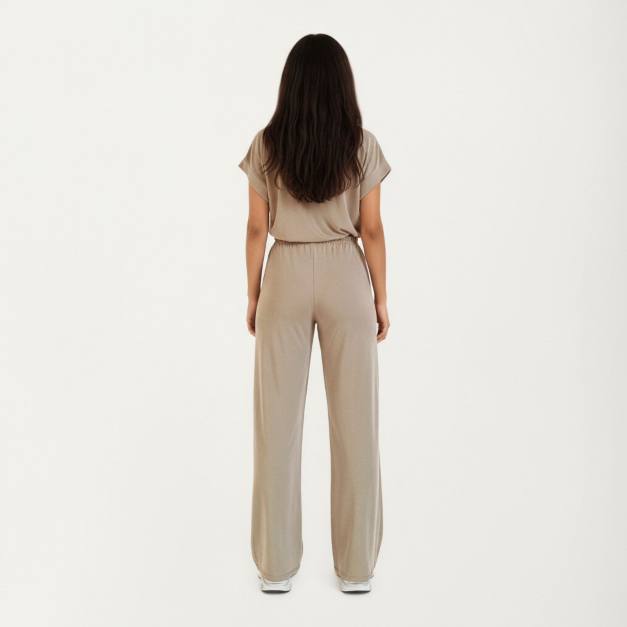Anna-Kaci Women¡¯s 2-Piece Set Short Sleeve Relaxed Fit Top and Wide Leg Pants with Soft Stretch Fabric and Drawstring Waist