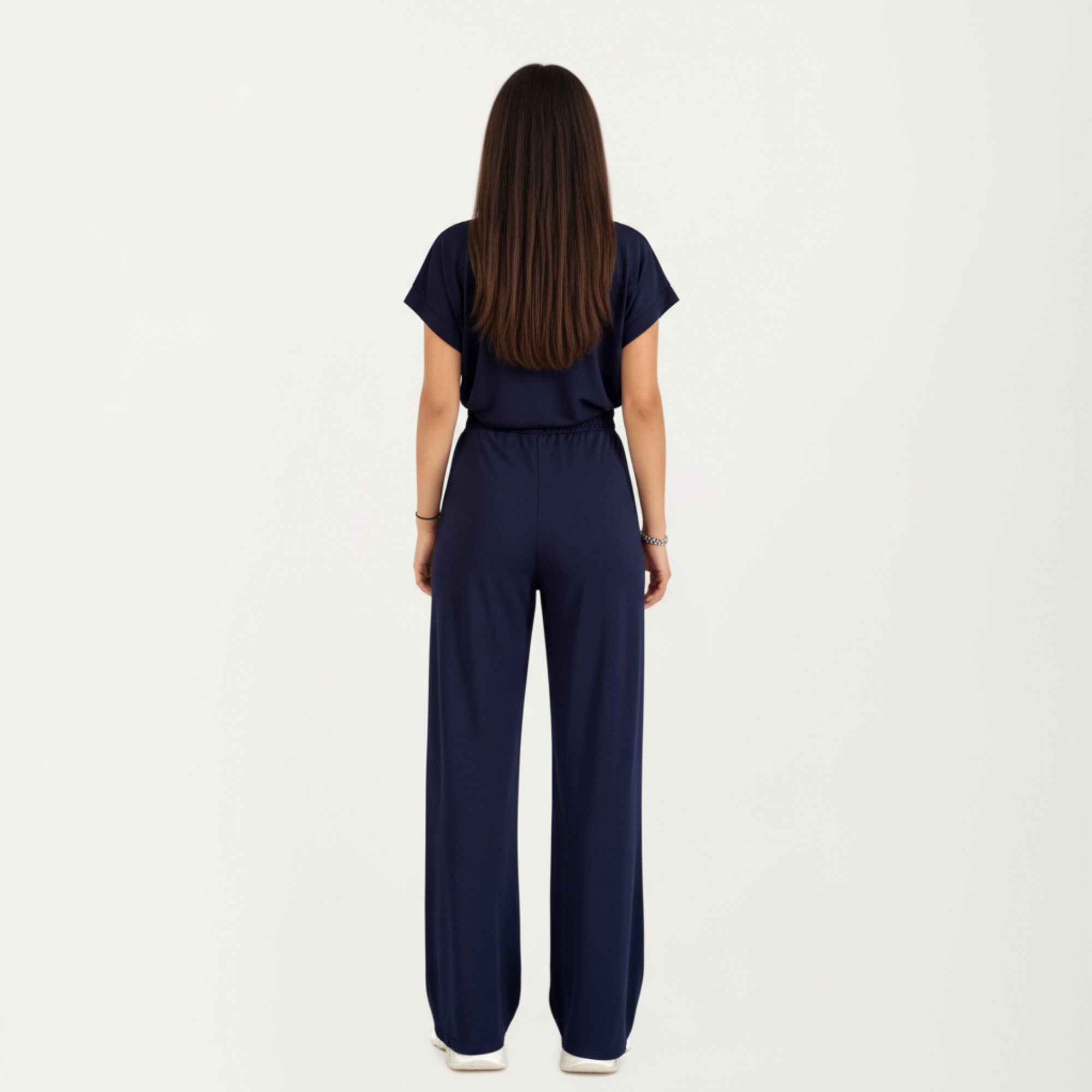 Anna-Kaci Women¡¯s 2-Piece Set Short Sleeve Relaxed Fit Top and Wide Leg Pants with Soft Stretch Fabric and Drawstring Waist